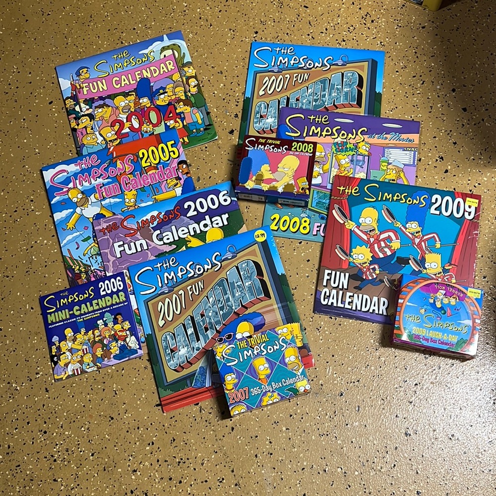 Brand New Simpsons Calendars from 2004 - 2009